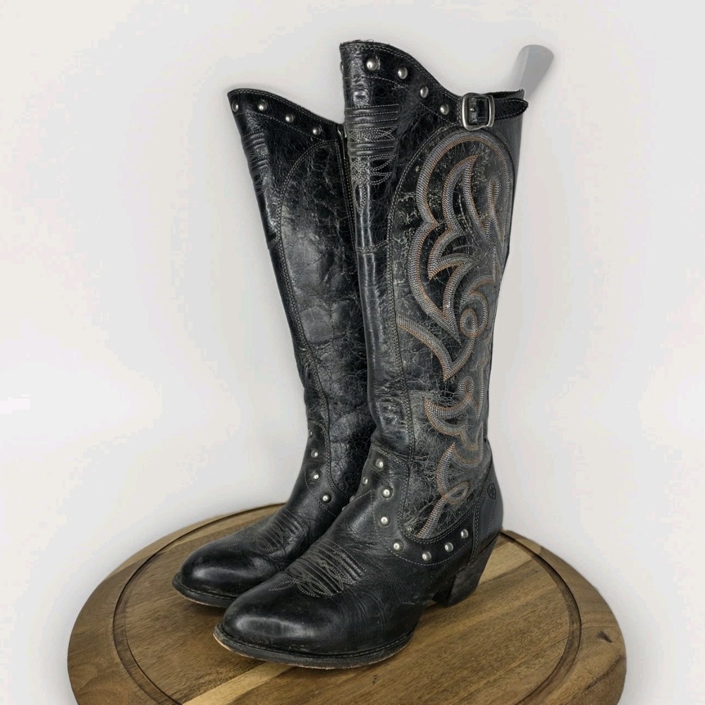 Ariat Wanderlust Tall Cowgirl Cowboy Riding Black Boots Size 9 Concert Festival